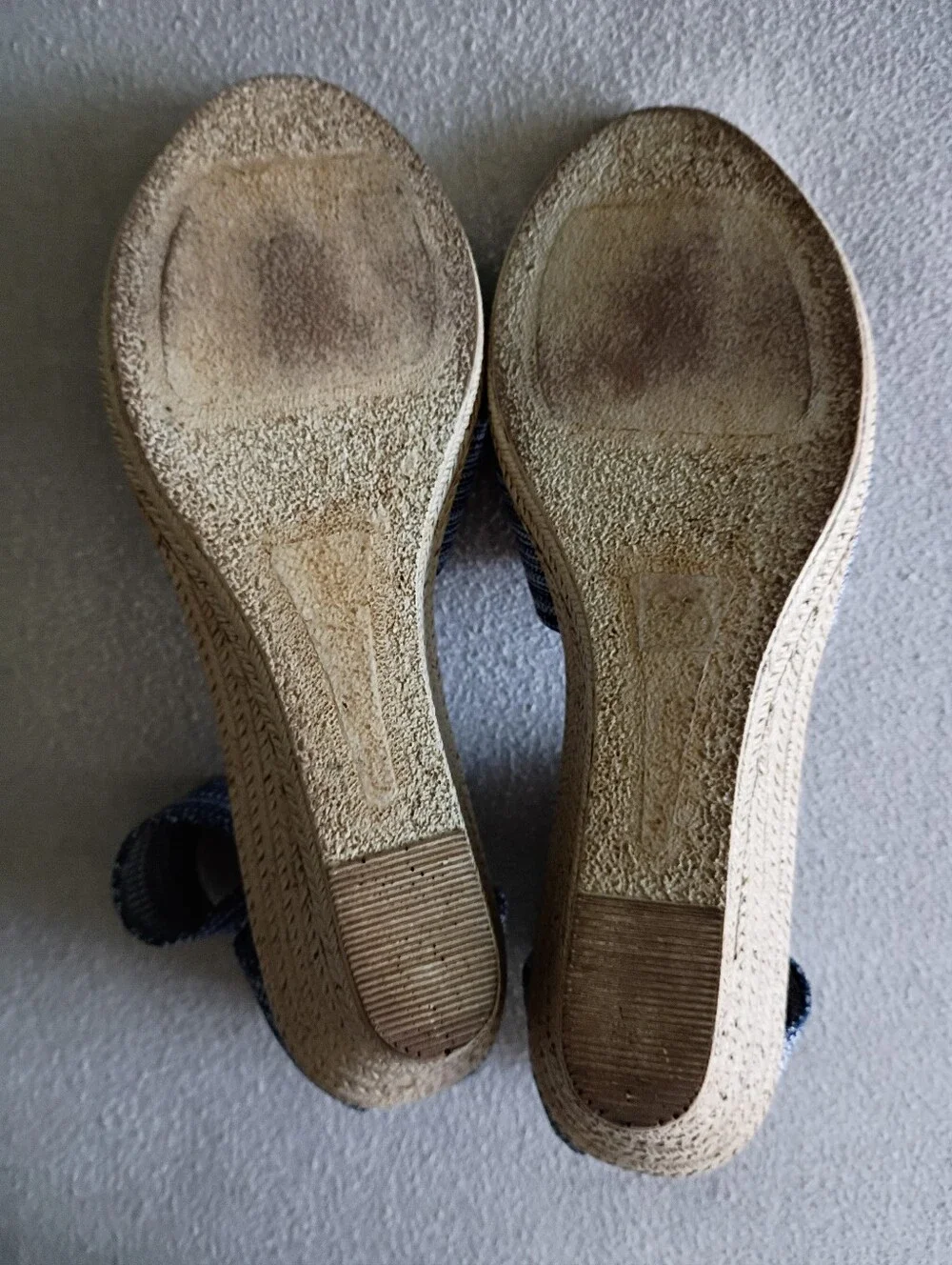Charleston Shoe Co. Cannon Denim Wedge Espadrille Sandals Size 7